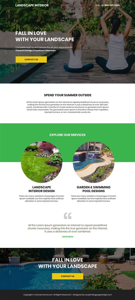 Landscape design company bootstrap landing page designs