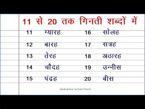 Se Tak Ginti Hindi Numbers To In Words Shabdo Me Ginati