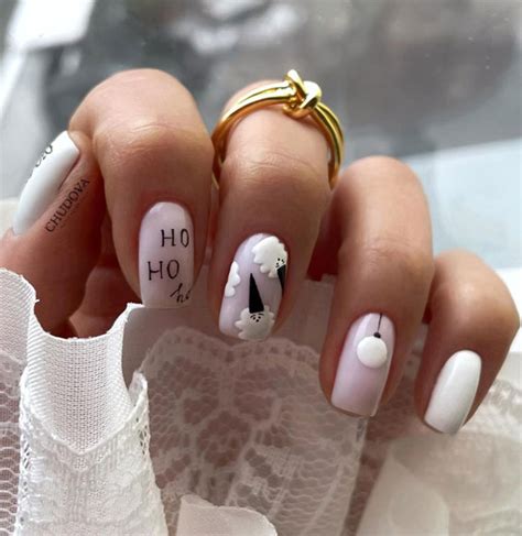 Festive Elegance In Christmas Nail Art White Festive Nails