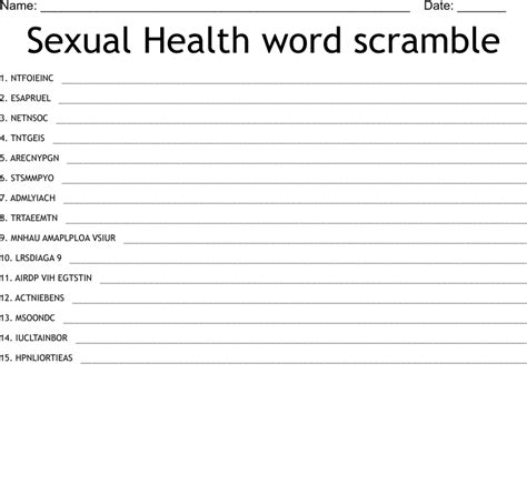 Sexual Health Word Scramble Wordmint