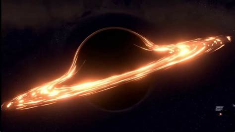 An Artist S Rendering Of A Black Hole In The Sky With Bright Orange Lights