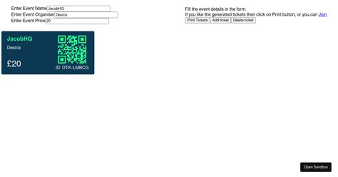 Vue Event Ticket Generator Codesandbox