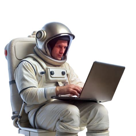 Astronauta Usos Ordenador Port Til Mientras Sentado Png