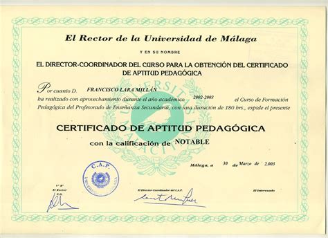 Formaci N Pedag Gica Certificado De Aptitud Pedag Gica