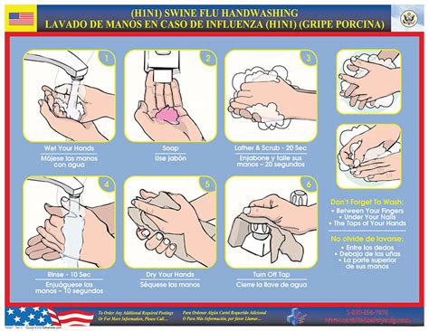 H1n1 Hand Washing Poster Bilingual Certified Safety