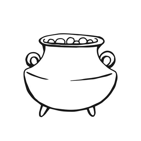 Boiling Witch Cauldron Hand Drawn Vector Illustration Isolated On