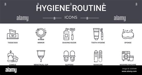 Hygiene Routine Konzept Linie Symbole Set Enthält Symbole für Web