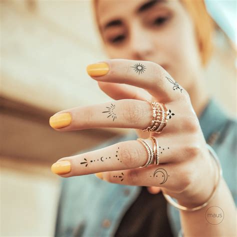 Set Finger Tattoos Ii Temporary Tattoo Organic Minimal Ethno Boho Mini