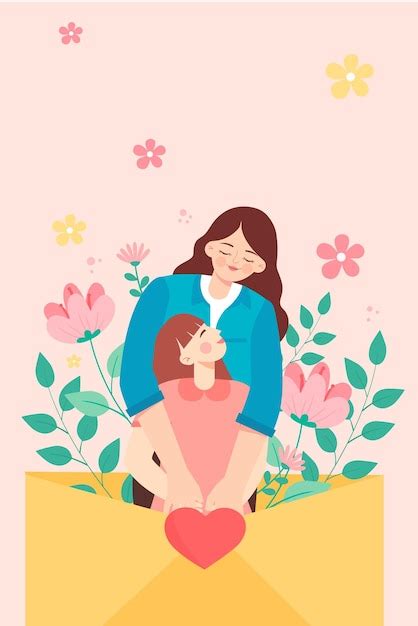 Premium Vector Mother And Daughter Vector Illustration