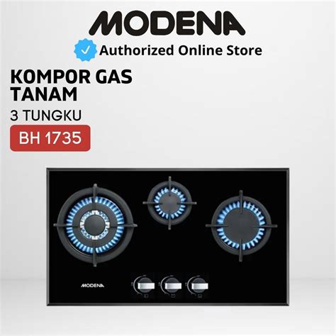 Jual KOMPOR GAS TANAM MODENA BH 1735 CRISTA HOB 3 TUNGKU 70CM GARANSI