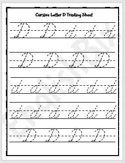 Cursive Letter D Tracing Worksheet - EnglishBix