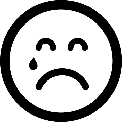 Teardrop Falling On Sad Emoticon Face Comments Worried Emoji Black