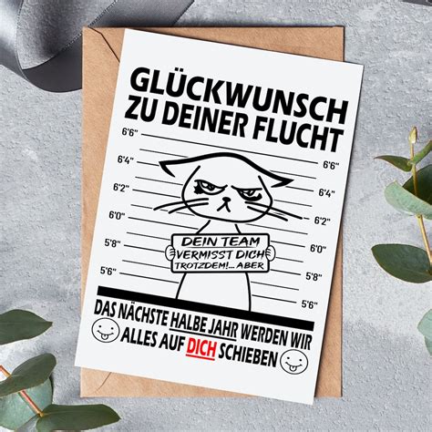 Abschiedskarte Kollege Gl Ckwunsch Zu Deiner Flucht Abschiedsgeschenk