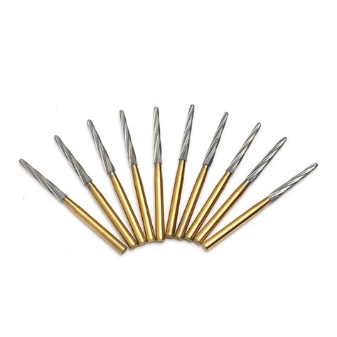 10pcs Set 25mm Dental Titanium Tungsten Steel Burs Endodontic Drill Bit