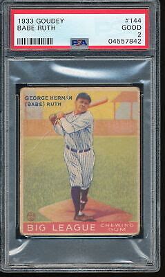 1933 Goudey Babe Ruth 144 PSA 2 Yankees EBay