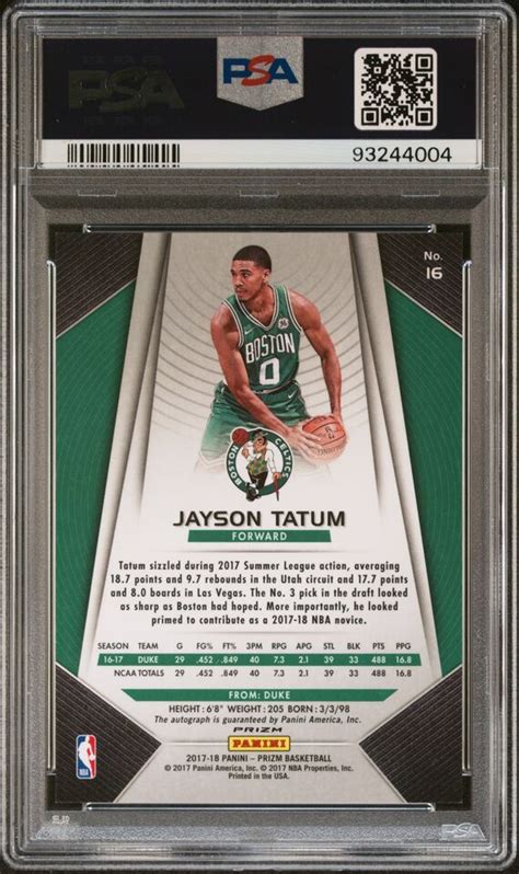 Panini Prizm Autograph Jayson Tatum Rookie Rc Psa Auto Ebay