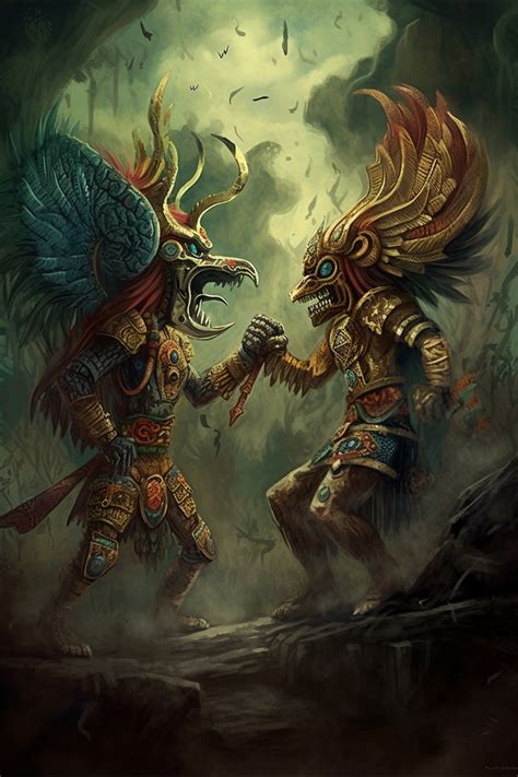 Quetzalcoatl And Tezcatlipoca Duality Aztec Art Mayan Art Aztec Artwork