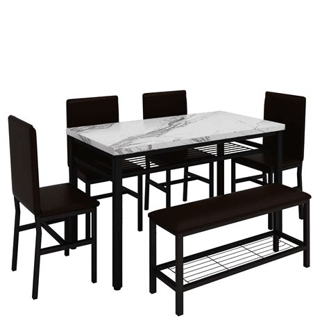 Porkiss Dining Table Set For 6 Dining Room Set With Faux Marble