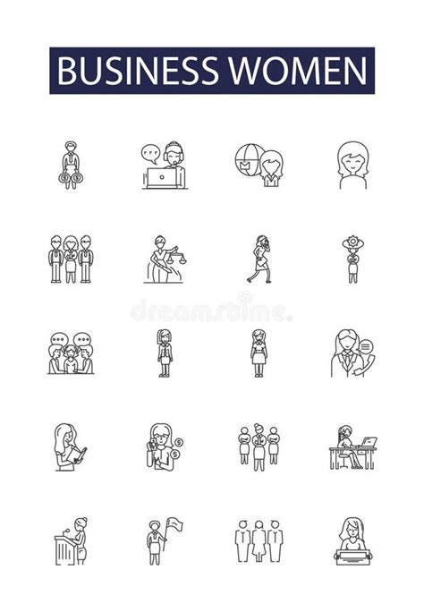 Office People Line Icons Signs Vector Set Outline Illustration