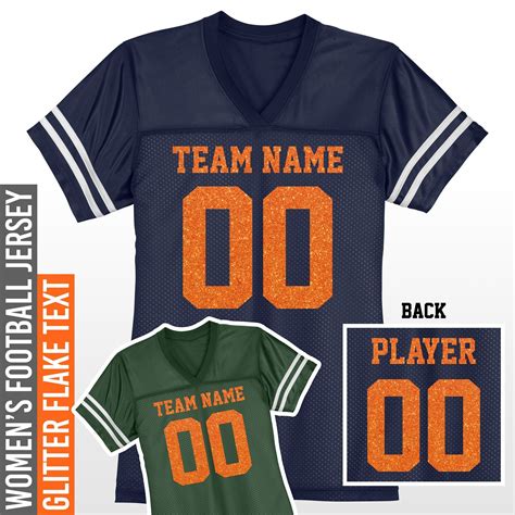 Custom Football Jerseys For Women Orange Glitter Flake Text Etsy