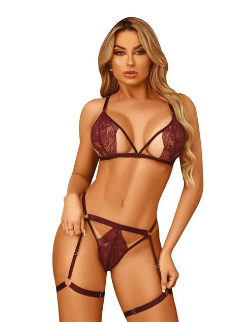 Lingerie Sexy Conjunto Renda Sensual Calcinha Liga Persexs