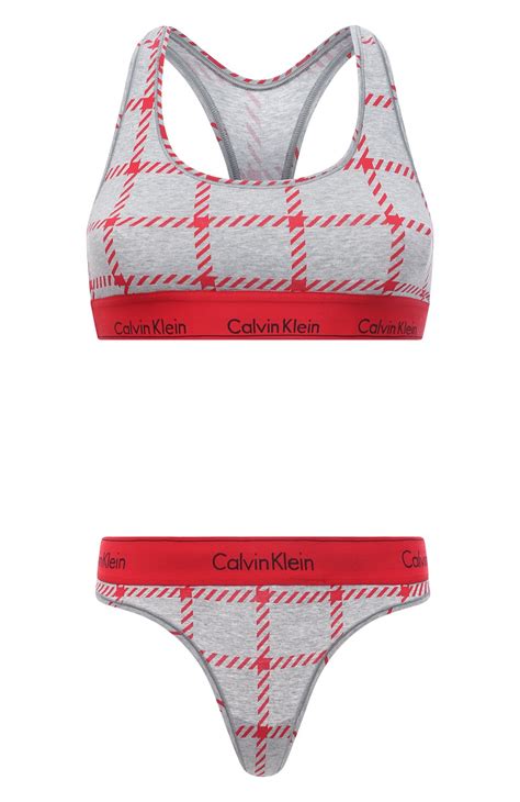 Женские серые комплект бра-топ и трусы CALVIN KLEIN купить в интернет ...