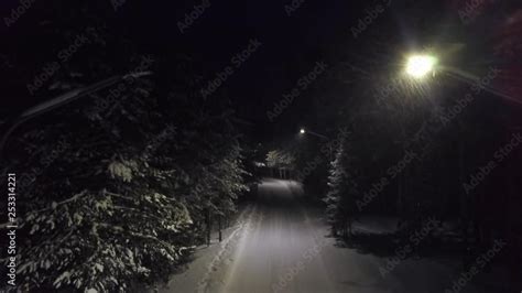 V Deo Do Stock Park Path At Night In Snow Clip Top View Of Bright