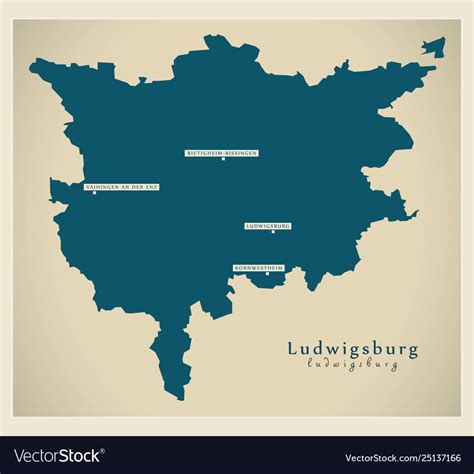 Modern Map Ludwigsburg County Baden Royalty Free Vector