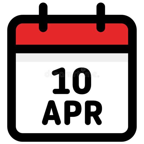 10 April Calendar Icon Vector Illustration Stock Vector