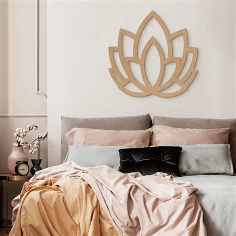 MDF Holzdeko Natur Yoga Lotusblume Wall Art De