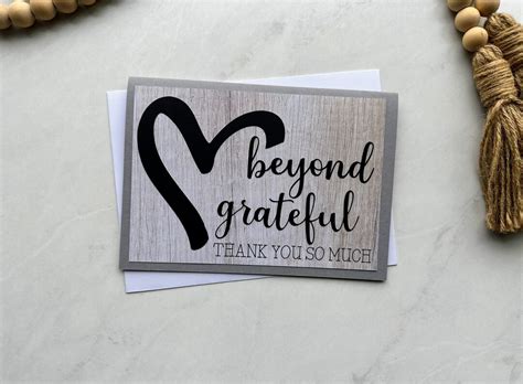 Handmade Beyond Grateful Thank You Card Heart Thank You Card Etsy