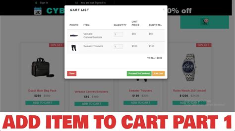 Ecommerce Website Project Add Product To Shopping Cart Part 1 YouTube