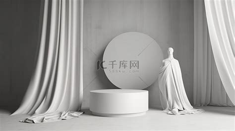 令人惊叹的 3D 渲染白布覆盖在讲台上非常适合产品展示和演示背景图片免费下载 海报banner 高清大图 千库网 图片编号6679015