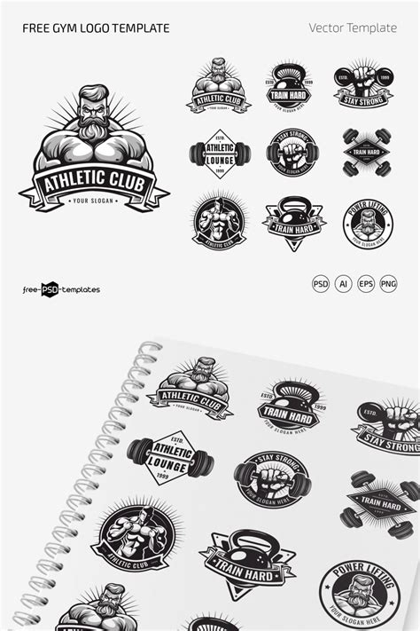 Free Gym Logo Template Set for Photoshop (PSD)