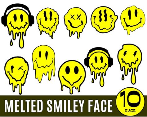 Melting Smiley Face Smiley Face Svg Bundle Retro Flower Etsy Uk