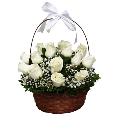 2 Dozen Of White Roses In Basket To Cebu