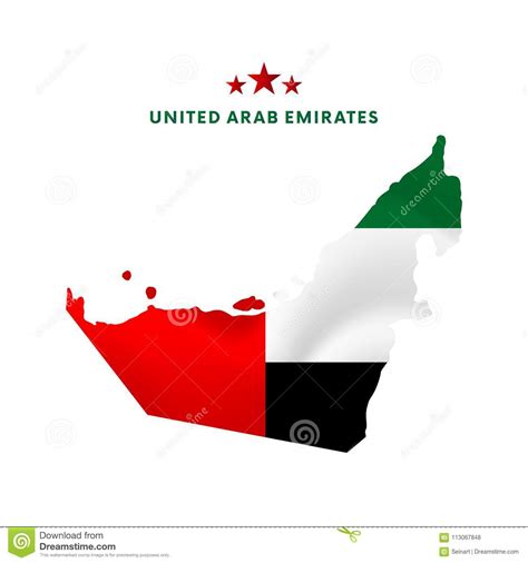 Mapa De United Arab Emirates Con La Bandera Que Agita Ilustraci N Del