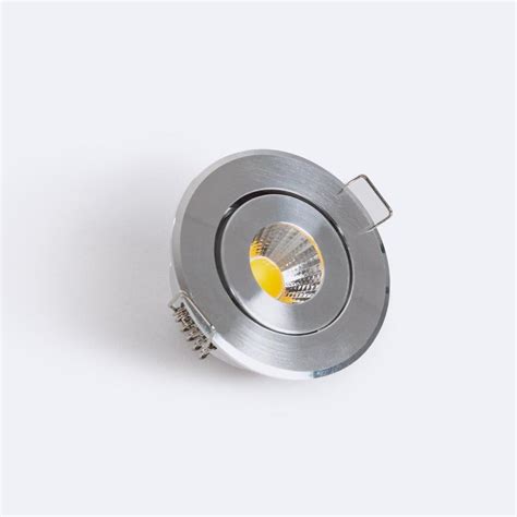 Downlight Led W Cob Richtbaar Rond Zilver Zaagmaat Mm Ledkia