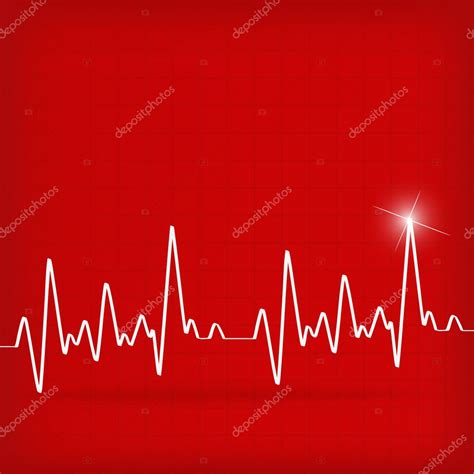 White Heart Beats Cardiogram On Red Background Stock Vector By ©sdmixx