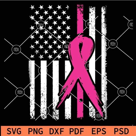 Distressed US Cancer Flag SVG Patriotic Cancer Awareness SVG