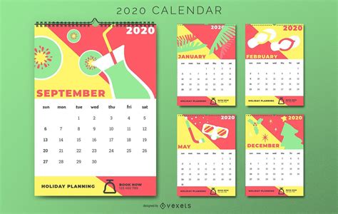 colorful holiday calendar design vector