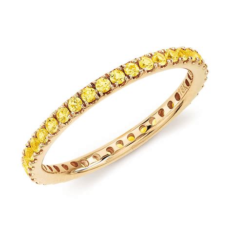 Riviera Pavé Yellow Sapphire Eternity Ring in 18k Yellow Gold (1.5mm ...