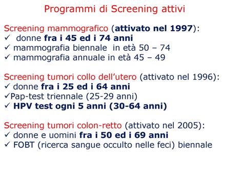 Screening Oncologici Aggiornamenti Ppt Scaricare