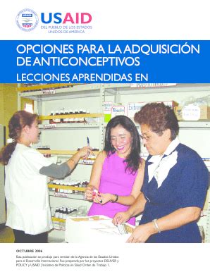 Fillable Online Opciones Para La Adquisici N De Anticonceptivos