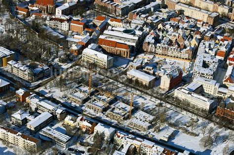 Luftaufnahme Rostock Winterluftbild Baustelle Wohnanlage Am