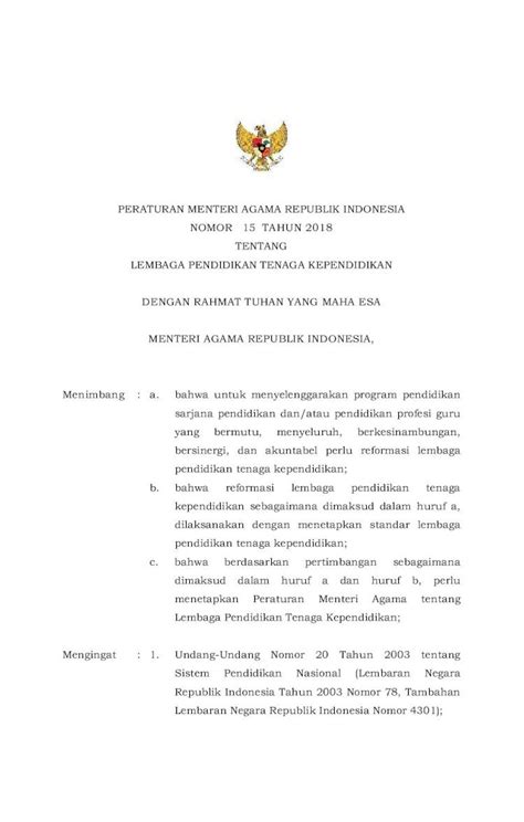 PDF PERATURAN MENTERI AGAMA REPUBLIK INDONESIA LEMBAGA Dan