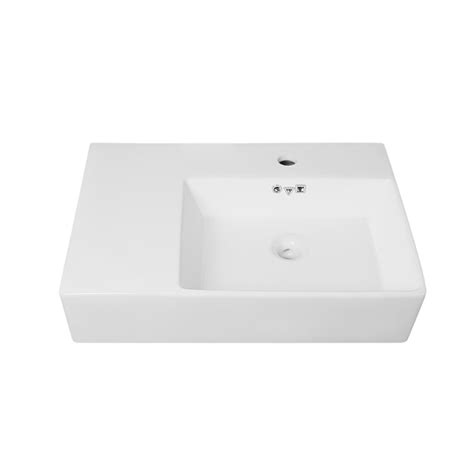 Deervalley Ceramic Wall Mount Rectangular White Bathroom Sink 23 82 In