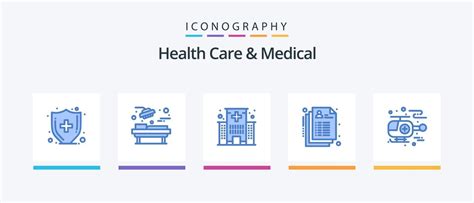 cuidados de saúde e pacote de ícones azuis 5 médicos incluindo