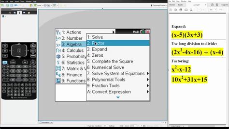 Precal Polynomialsexpand Divide Factor Ti Nspire Cx Cas Youtube