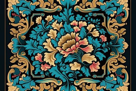 Premium AI Image | A black and gold floral pattern with gold leaves and ...